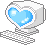 computer pixel art with a blue heart